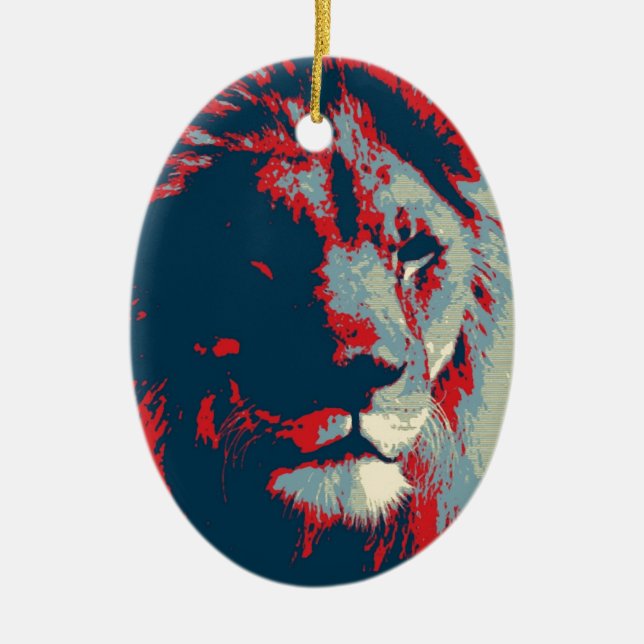 Pop Art Lion Keramik Ornament (Vorne)