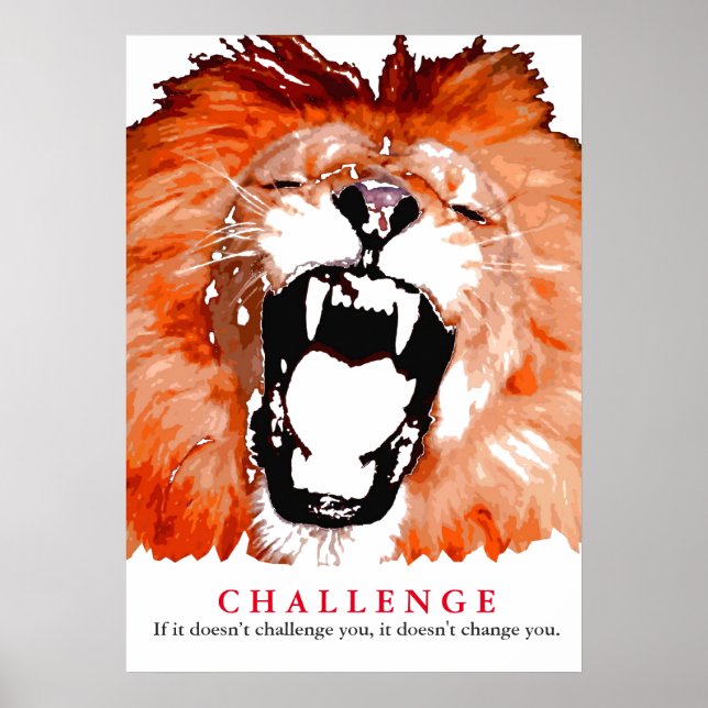 Pop Art Lion Motivierend Challenge Zitat Poster (Vorne)
