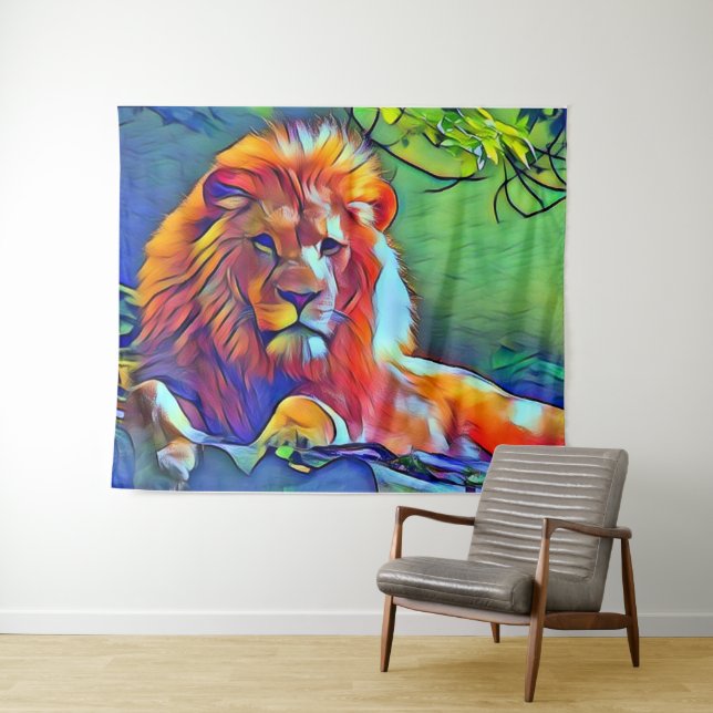 Pop Art Lion Wandteppich (Beispiel (Horizontal))