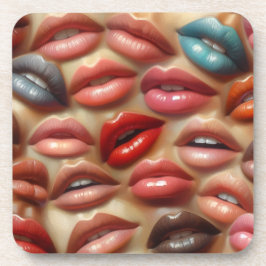 Pop Art Lippen Hartplastik-Untersetzer mit Korkrüc Getränkeuntersetzer