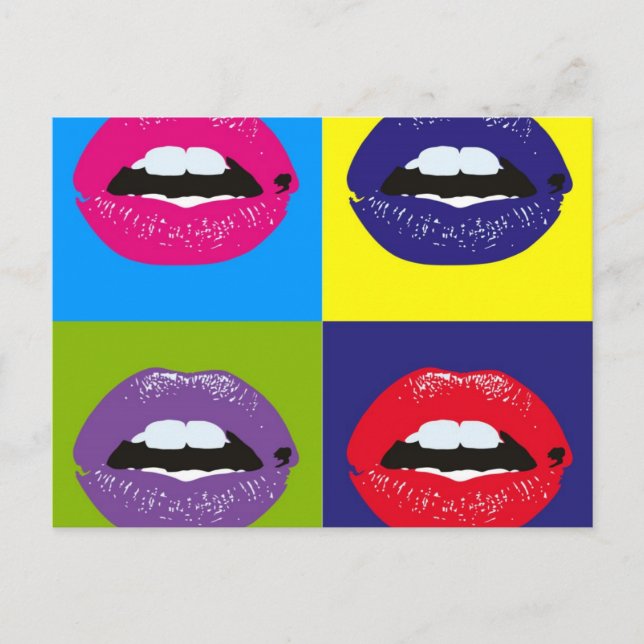 Pop Art Lips Design Postkarte (Vorderseite)
