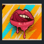 Pop Art Lips: Vintag Trendy Poster<br><div class="desc">Rosa, rote Lippen, Mund und Zunge Ikone auf Pop Kunst Retro Vintagen farbigen Hintergrund. Trendy und Mode Farbe Illustration leicht editierbar für Ihr Design von Poster und Banner. Pop Art Vibes: Retro farbenfrohe Mund auf spielerischem Hintergrund. Pop Art Versuchung: Retro Glamour, Bold Lips, Vibraning Messaging. Kunst, Pop, Hintergrund, Retro, Mund,...</div>