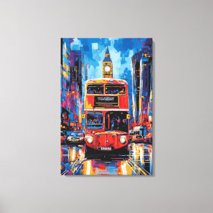 Pop-Art London-Bus mit Big Ben im Hintergrund Leinwanddruck