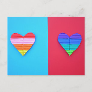 Pop Art Love Twin Regenbogen-Herzen Postkarte