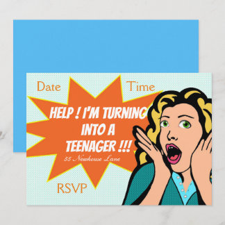 Pop Art lustiges Teenager Mädchen Party Einladung