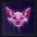 Pop Art Lykoi Werewolf Cat Acryl Wandkunst<br><div class="desc">Ein digitales Texturgemälde eines Katzenkopfes aus Lykoi mit Kratzern,  Spritzen und Tropfen auf einem groben strukturierten Hintergrund.</div>