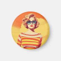 Pop-Art-Magnet, Retro-inspiriertes Abzeichen,