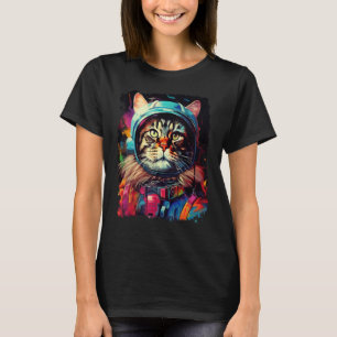 Pop-Art Maine-Coon-Katze Weltraum-Astronaut T-Shirt