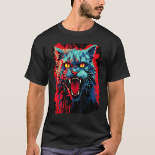 Pop Art Maine Coon Zombie Katze Halloween Design T-Shirt