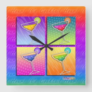 Pop Art MARGARITAS WANDUHR QUADRATISCH