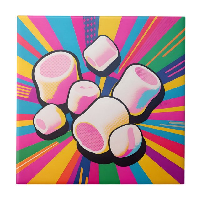 Pop-Art-Marshmallow-Explosion Fliese (Vorderseite)