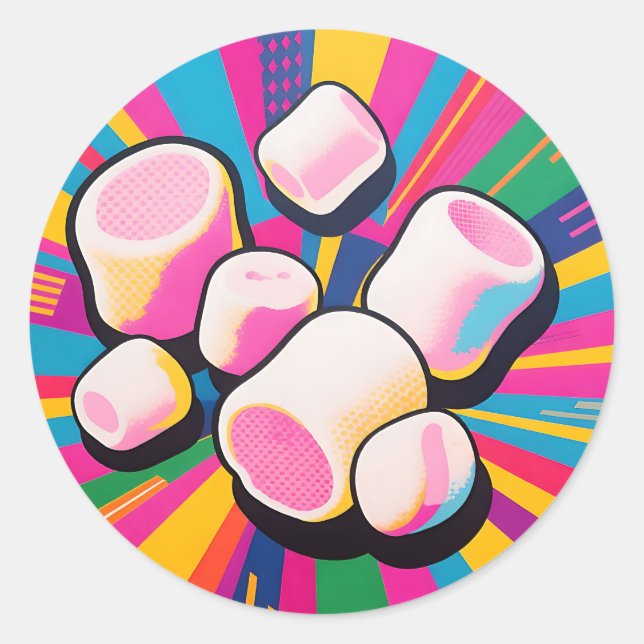 Pop-Art-Marshmallow-Explosion Runder Aufkleber (Vorderseite)