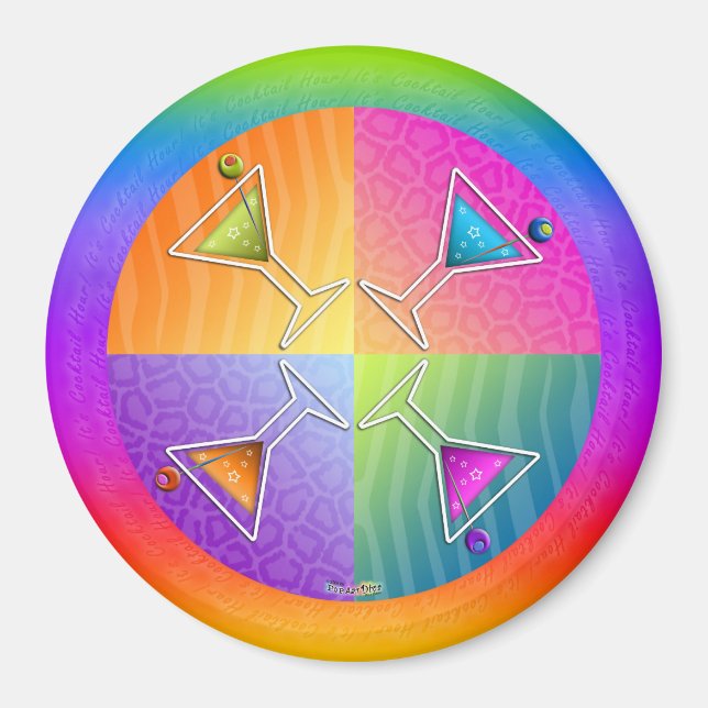 Pop Art MARTINIS ROUND MAGNET (Vorne)