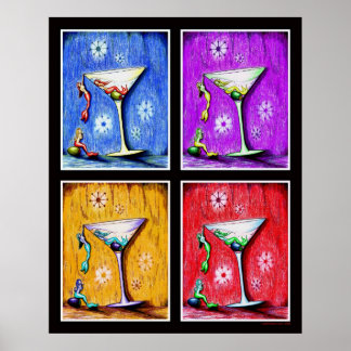 Pop Art Mermaid Martinis Poster