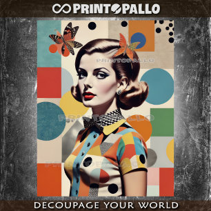 Pop Art Mid Century Collage: Frauen und Schmetterl Seidenpapier