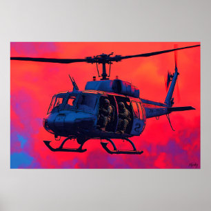 Pop Art Militärhubschrauber - Luftfahrtszene Poster