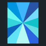 Pop Art Modern 60er Funky Geometric Rays in Blue Poster<br><div class="desc">Dieses angesagte,  Retro-60er-inspiriert Pop-Poster-Design hat psychedelische,  hellorangefarbene Rochen / Sonnenaufgänge,  die in einem geometrischen Muster abschießen. Dieses trendige,  minimalistische,  ultra-Mod-Design hat zwölf Strahlen in verschiedenen Neonblau-Tönen. Es ist groovy,  Baby.</div>