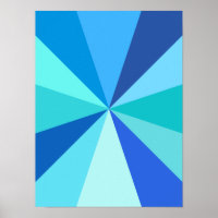 Pop Art Modern 60er Funky Geometric Rays in Blue