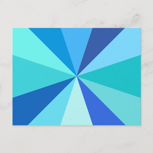 Pop Art Modern 60er Funky Geometric Rays in Blue Postkarte (Vorderseite)