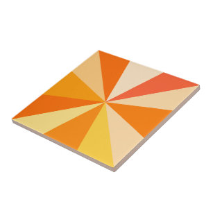 Pop Art Modern 60er Funky Geometric Rays in Orange Fliese