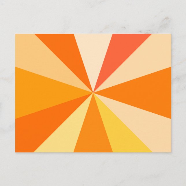 Pop Art Modern 60er Funky Geometric Rays in Orange Postkarte (Vorderseite)