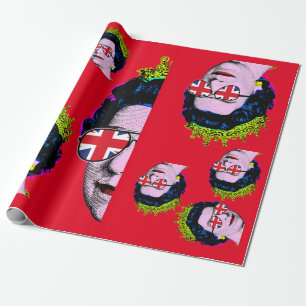 Pop Art Modern HM Queen mit Union Jack Brillen Geschenkpapier