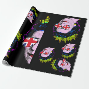 Pop Art Modern HM Queen mit Union Jack Brillen W Geschenkpapier