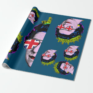 Pop Art Modern HM Queen mit Union Jack Brillen Wr. Geschenkpapier