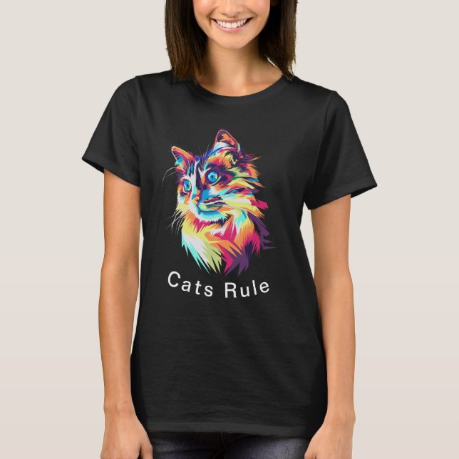 Pop Art Modern Multicolor Cats Regel T-Shirt (Vorderseite)