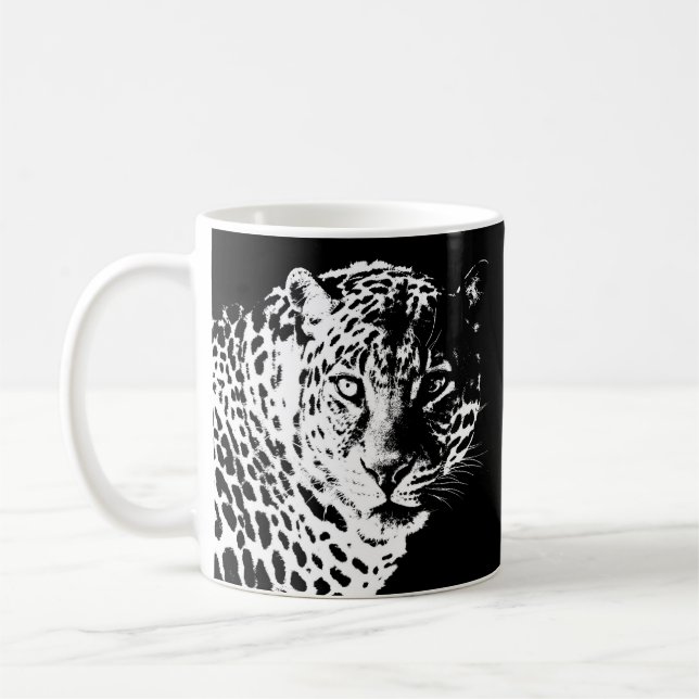 Pop Art Modern Template Animes Leopard Kaffeetasse (Links)