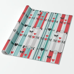 Pop-Art-MOM-Liebesmuster mit Herzen und Schleifen  Geschenkpapier