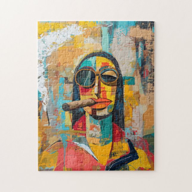 Pop Art Mona Lisa Rauchen im Zigarrenrätchen (Vertikal)
