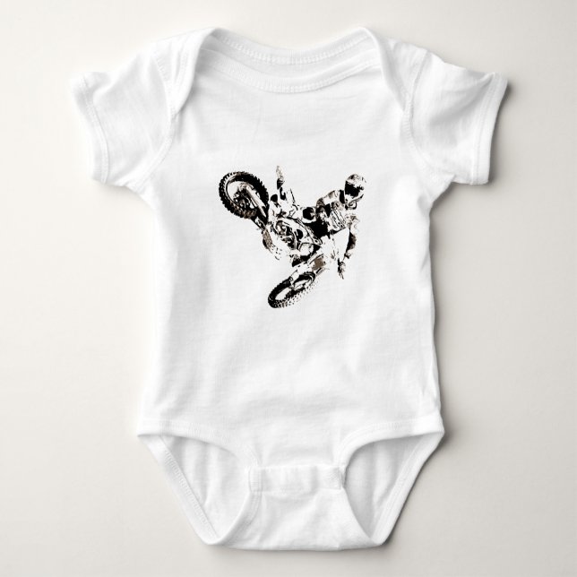 Pop Art Motocross Motorrad Sport Baby Strampler (Vorderseite)