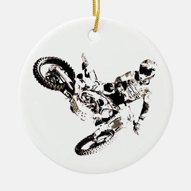 Pop Art Motocross Motorrad Sport Keramik Ornament (Vorne)