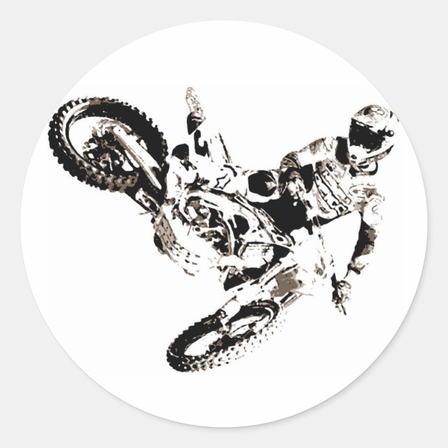 Pop Art Motocross Motorrad Sport Runder Aufkleber (Vorderseite)