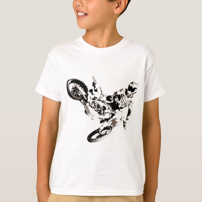 Pop Art Motocross Motorrad Sport T-Shirt (Vorderseite)