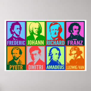 Pop Art Music Composers Helle Mod Poster
