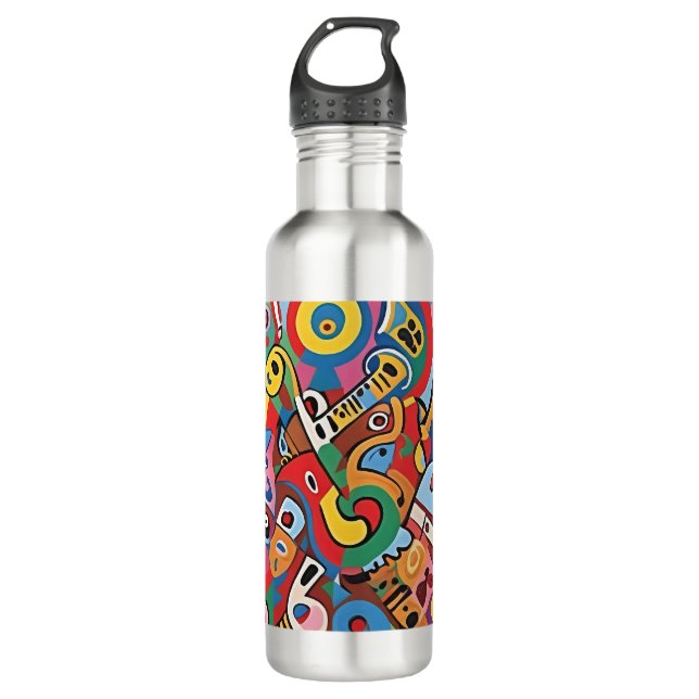 Pop Art musical 002 Edelstahlflasche (Vorderseite)