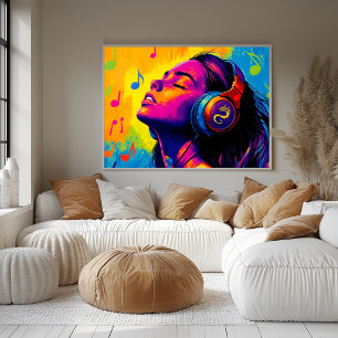Pop Art Musikliebhaber – Groove mit Drachen-Emblem Poster