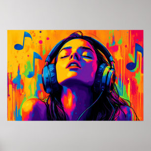 Pop-Art-Musikliebhaber – Kopfhörer-Groove-Art Poster