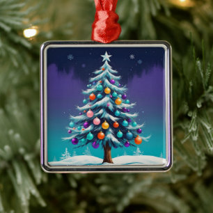 Pop Art Navy Lila Weihnachtsbaum & Ornamente