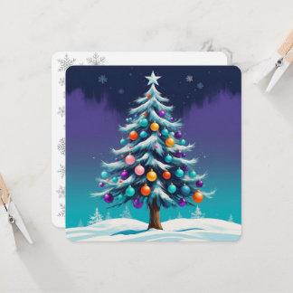 Pop Art Navy | Lila Weihnachtsbaum & Ornamente Karte