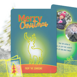 Pop Art Neon Reindeer Zwei Fotos Weihnachten