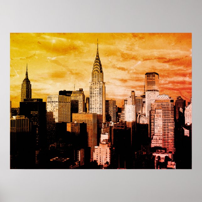 Pop Art New York City Ink Sketch Poster (Vorne)