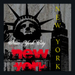 Pop Art New York City Manhattan Statue of Liberty Poster<br><div class="desc">Zeitgenössischer Pop Art Art Digital Work - Freiheitsstatue,  Wolkenkratzer Art Poster</div>