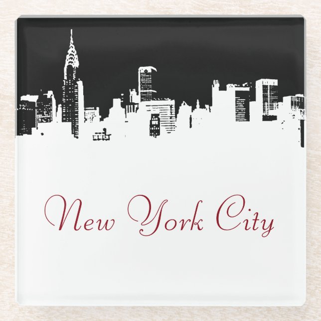 Pop Art New York City Panorama Poster Glasuntersetzer (Vorderseite)