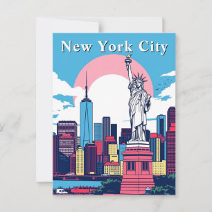 Pop Art New York City Retro Comic Statue Postkarte