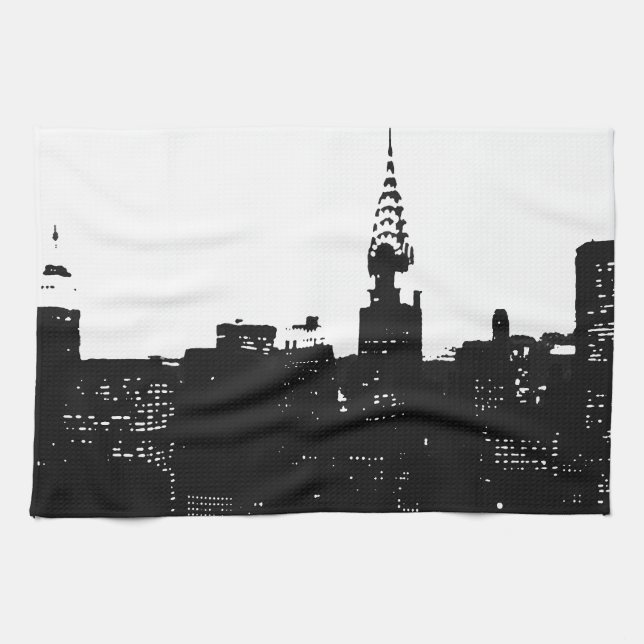 Pop Art New York Silhouette Geschirrtuch (Horizontal)