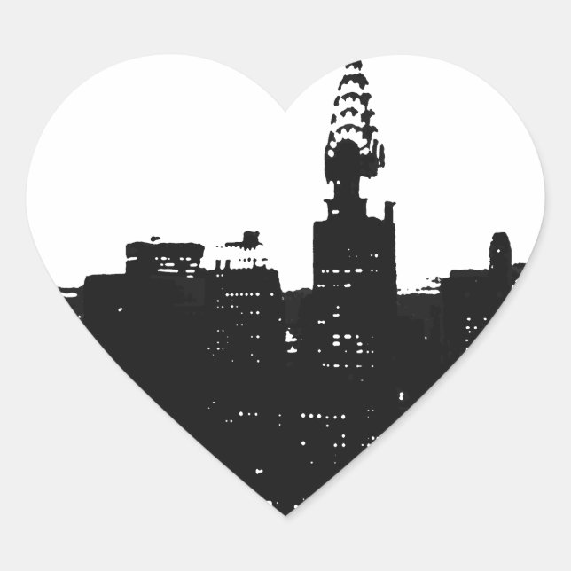 Pop Art New York Silhouette Herz-Aufkleber (Vorderseite)