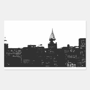 Pop Art New York Silhouette Rechteckiger Aufkleber